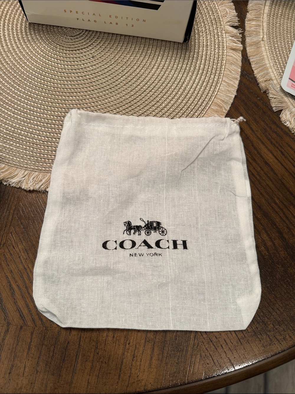 Coach Cream and Black Logo Drawstring Dust Bag - Picture 1 of 4